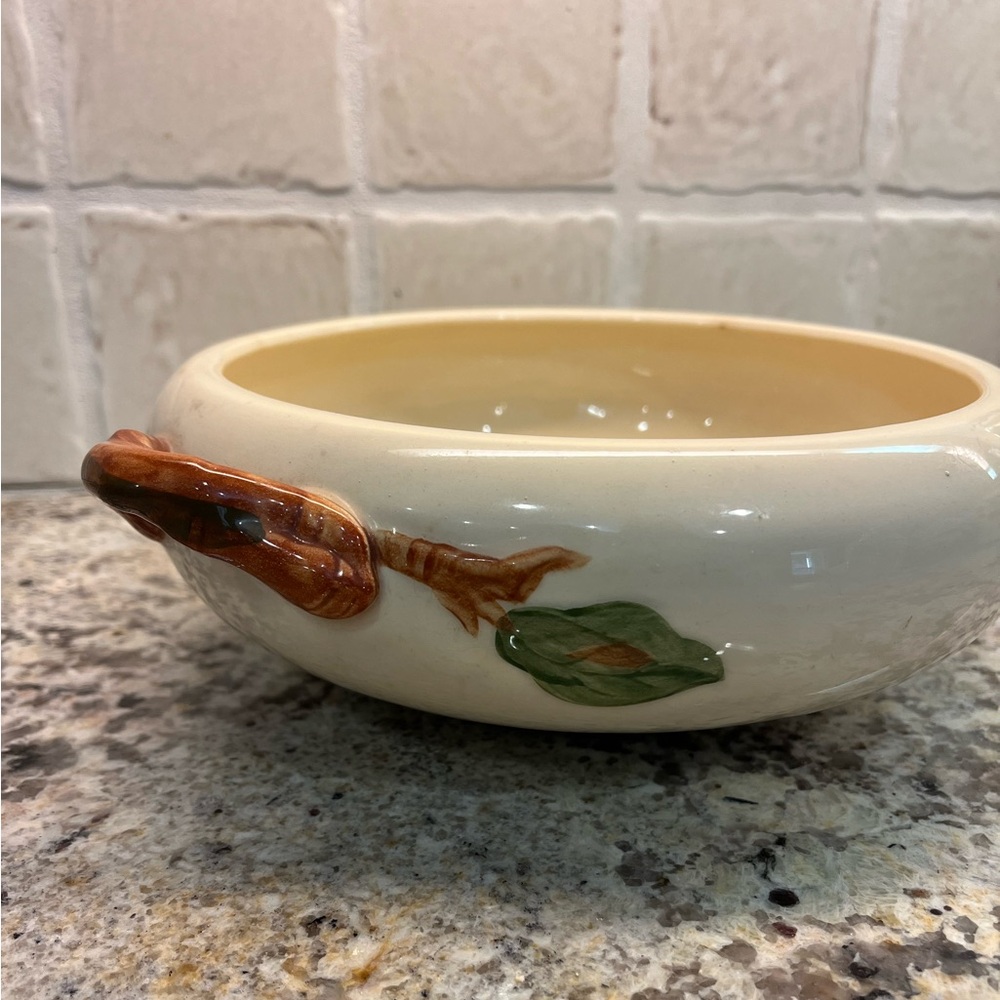 Vintage Franciscan Apple Cream and Brown Serving Bowl with handles